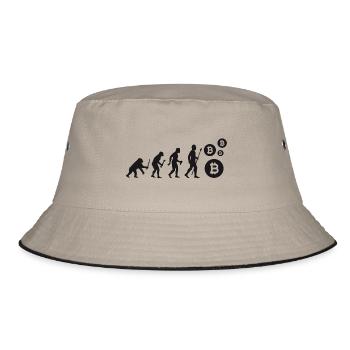 Evolution Bitcoin Bit Coin Shirt - Bucket Hat - Khaki/Schwarz - Vorne