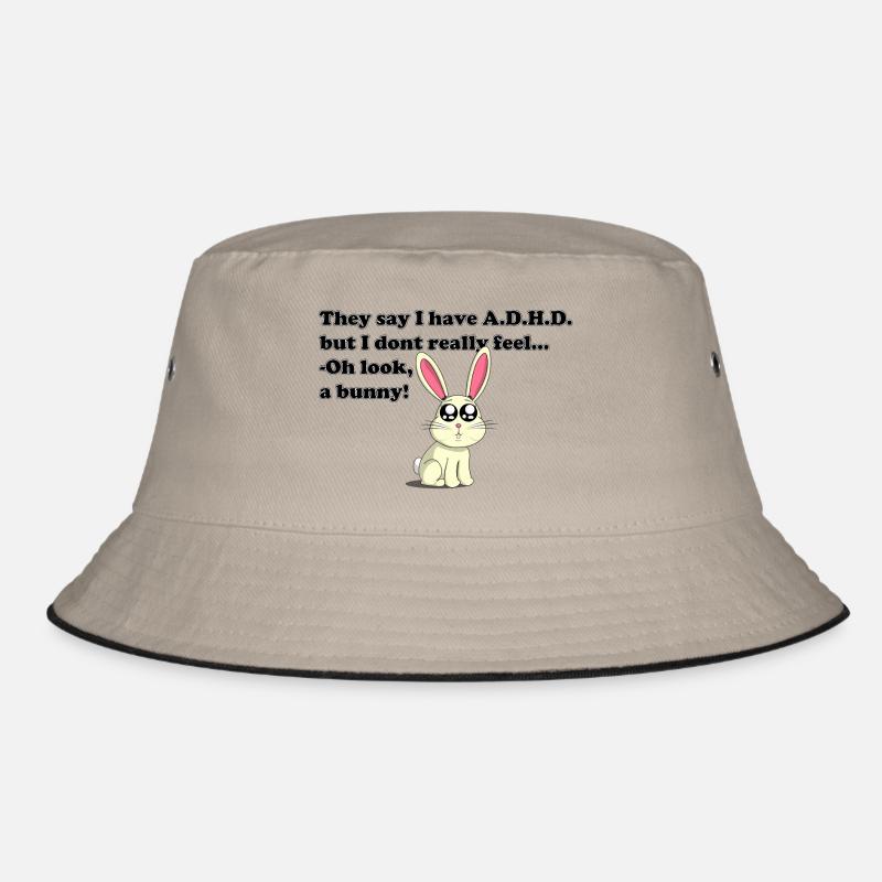ADHD bunny - Bucket Hat - Khaki/Schwarz