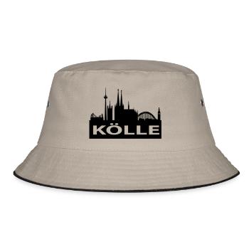 Kölner Skyline - Kölle - Bucket Hat - Khaki/Schwarz - Vorne