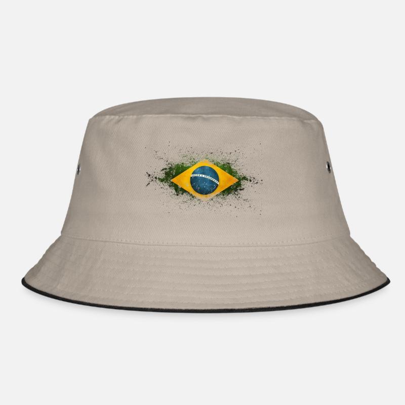 Flagge Brasilien - Bucket Hat - Khaki/Schwarz