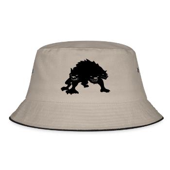 cerberus three headed dog of the underworld - Bucket Hat - khaki/black - Front