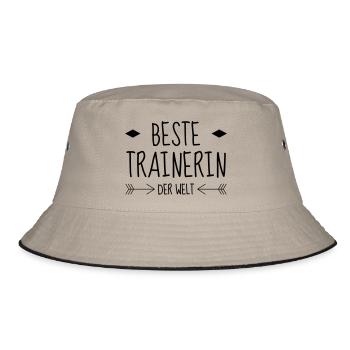 Coach / Coaching / Trainer / Sport - Bucket Hat - Khaki/Schwarz - Vorne