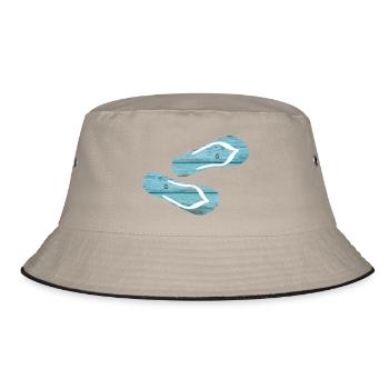Slippers Flip Flops Holiday Wooden Boards cool - Bucket Hat - khaki/black - Front