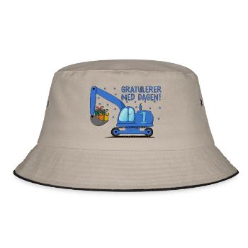 Gravemaskin Gratulerer med dagen 1 - Bucket Hat - Khaki/Schwarz - Vorne