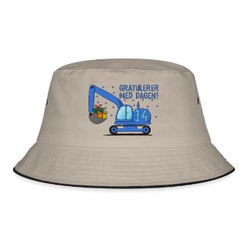 Gravemaskin Gratulerer med dagen 14 - Bucket Hat - Khaki/Schwarz - Vorne