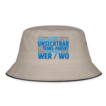 Unsichtbar Transparent Wer Wo | Farben änderbar - Bucket Hat - Khaki/Schwarz - Vorne
