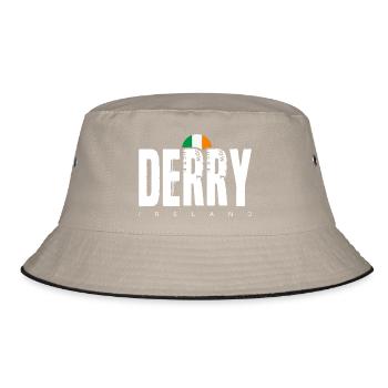 Derry Ireland Distressed Wordmark - Bucket Hat - khaki/black - Front