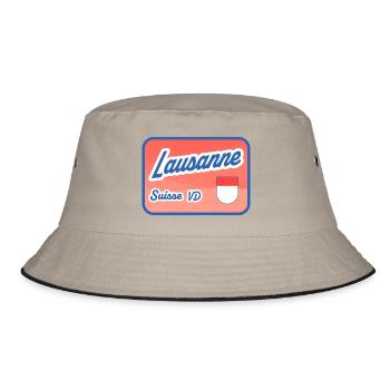 Lausanne Retro Schild Suisse VD - Bucket Hat - Khaki/Schwarz - Vorne