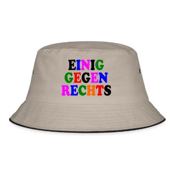 Einig gegen rechts - Bucket Hat - Khaki/Schwarz - Vorne