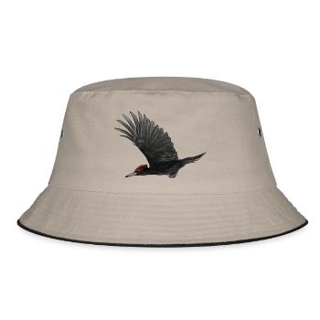 Schwarzspecht im Flug - Bucket Hat - Khaki/Schwarz - Vorne