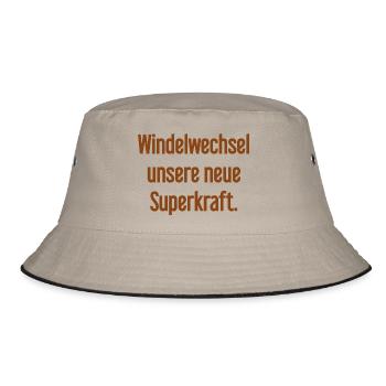 Diaper change – our new superpower - Bucket Hat - khaki/black - Front