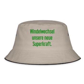 Diaper change – our new superpower - Bucket Hat - khaki/black - Front