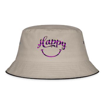 happy quotes positive quote cute love positivity - Bucket Hat - khaki/black - Front