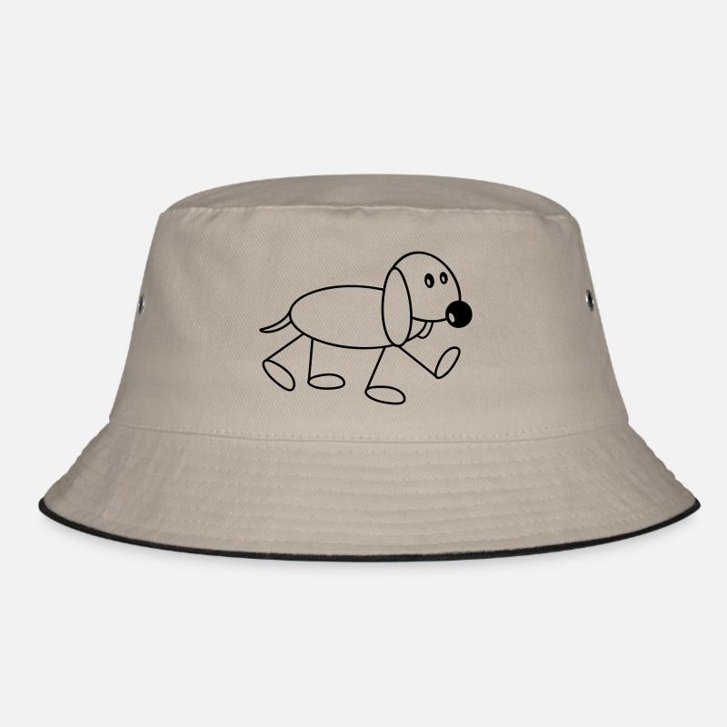 Hund Strichmännchen Geht Süß Läuft Spazieren Comic Bucket Hat