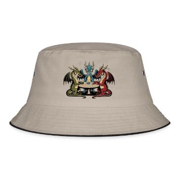 Dragons playing cards - Bucket Hat - khaki/black - Front
