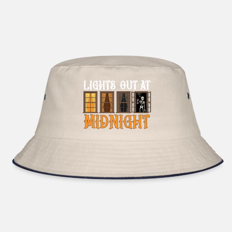 Skeleton at the window at night Bucket Hat