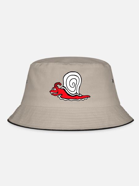 Snail Fast Crawl Funny Cartoon Frenzy - Bucket Hat - khaki/black - Front