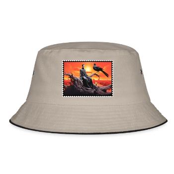 Dark fantasy raven and sunset surreal - Bucket Hat - khaki/black - Front