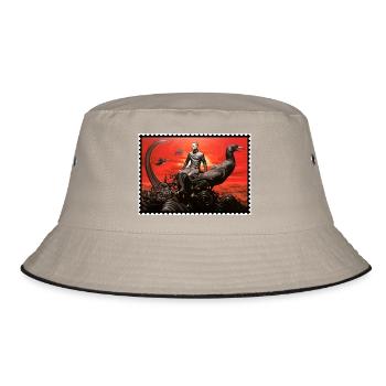Dark fantasy with bird raven red landscape - Bucket Hat - khaki/black - Front