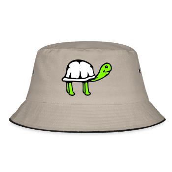 Tortue long cou souriant heureux drôle - Bob - kaki/noir - Devant