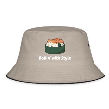 Sushi Cat Roll Style - Bucket Hat - khaki/black - Front
