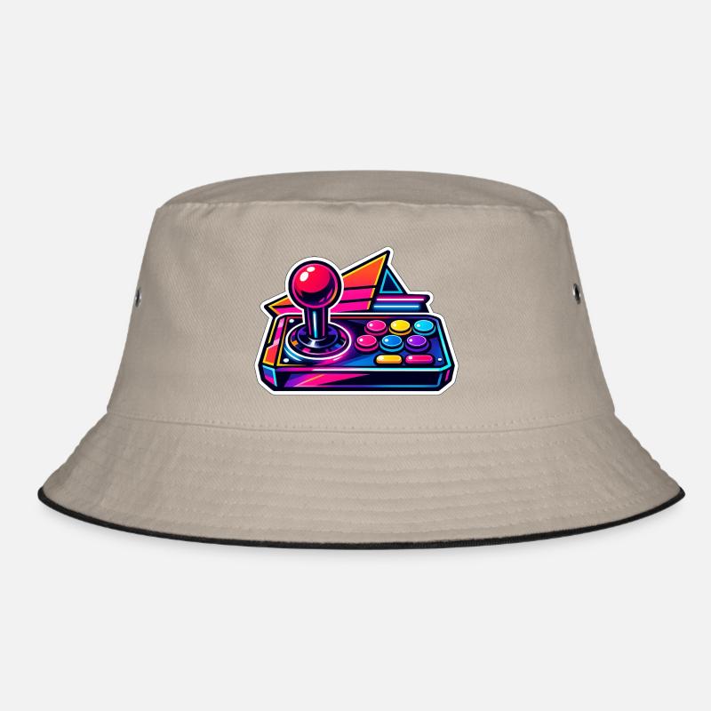 Neon Arcade Joystick Retro Bucket Hat