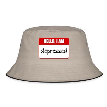 Hallo, ich bin depressiv - Bucket Hat - Khaki/Schwarz - Vorne