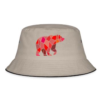 Geometric Bear in Mosaic - Bucket Hat - khaki/black - Front
