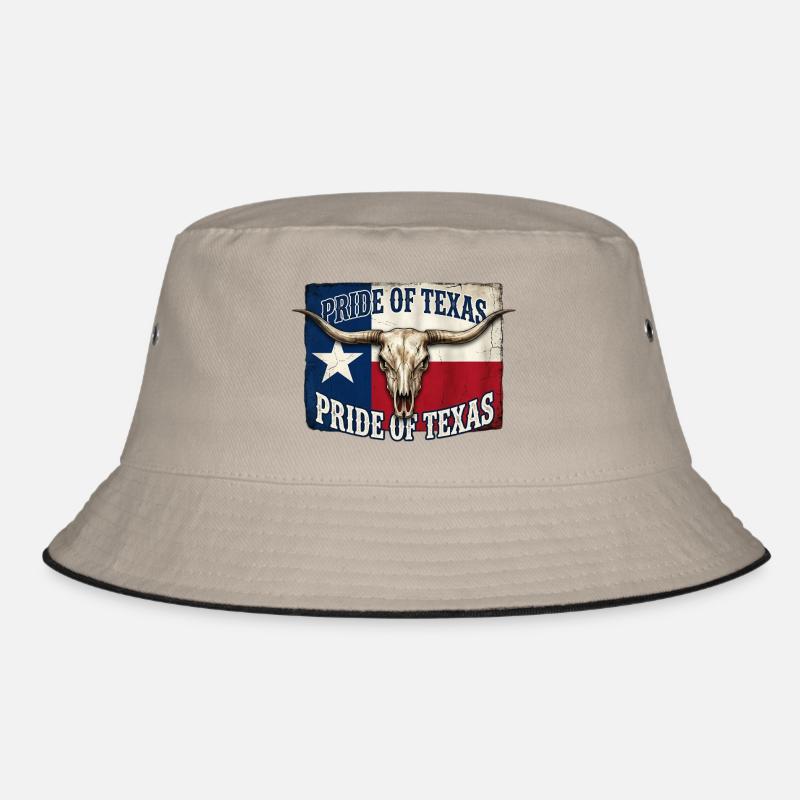 Texas Pride Hörner-Schädel - Bucket Hat - Khaki/Schwarz
