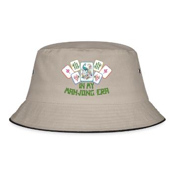 Mahjong Spiel Social Club Mahjong Ära - Bucket Hat - Khaki/Schwarz - Vorne