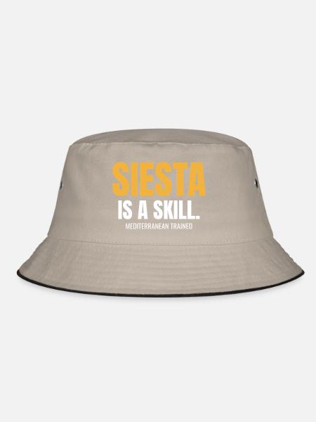 Siesta ist eine Fähigkeit, die im Mittelmeer trainiert wird - Bucket Hat - Khaki/Schwarz