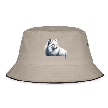 Fuchs im Winter Eleganz - Bucket Hat - Khaki/Schwarz - Vorne