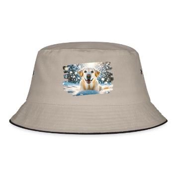Happy Labrador in Winter Snow - Bucket Hat - khaki/black - Front