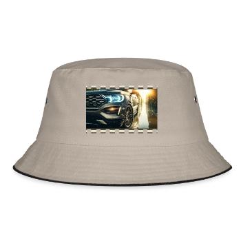 Elegance in detail – Modern car in a rainy environment - Bucket Hat - khaki/black - Front