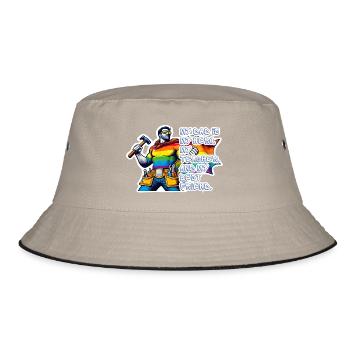 Dad – Superhero in the colors of the rainbow - Bucket Hat - khaki/black - Front