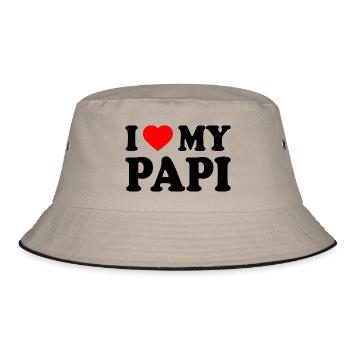 I love my papi - Bucket Hat - khaki/black - Front