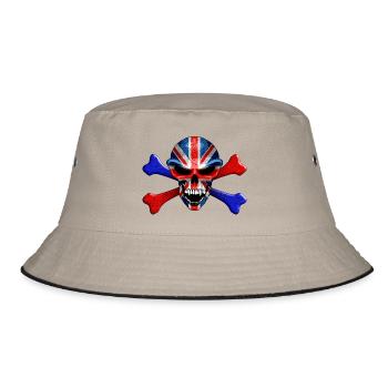 Union Jack Skull - Bucket Hat - Khaki/Schwarz - Vorne
