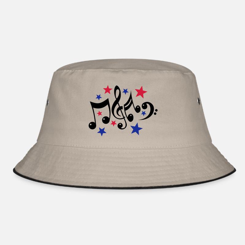 Noten und Sterne 3c - Bucket Hat - Khaki/Schwarz