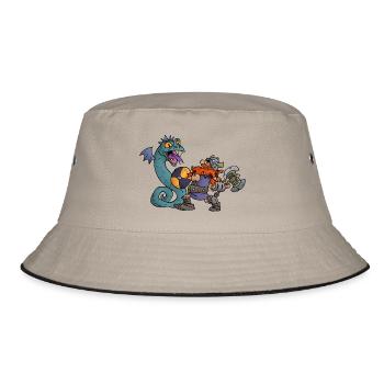 Wikinger kämpft gegen Seeschlange! - Bucket Hat - Khaki/Schwarz - Vorne