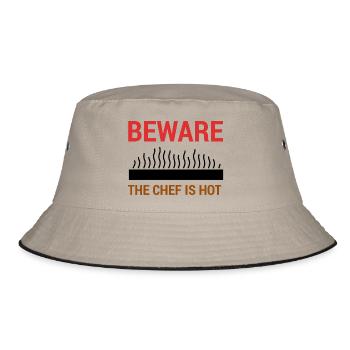 Chef / Chef Cook: Beware - The Chef Is Hot. - Bucket Hat - khaki/black - Front