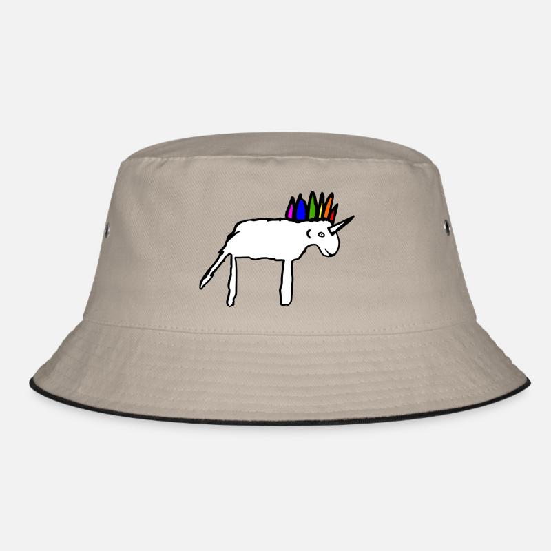 Beautiful scribbled unicorn - Bucket Hat - khaki/black