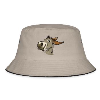 Ane lächelnd grau - Bucket Hat - Khaki/Schwarz - Vorne