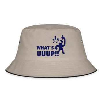 what_s_uuup_mono_50 - Bucket Hat - Khaki/Schwarz - Vorne