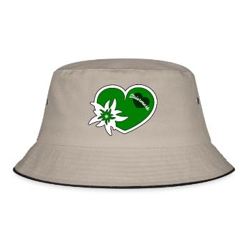 Steiermark Herz grün Edelweiss Steirer - Bucket Hat - Khaki/Schwarz - Vorne