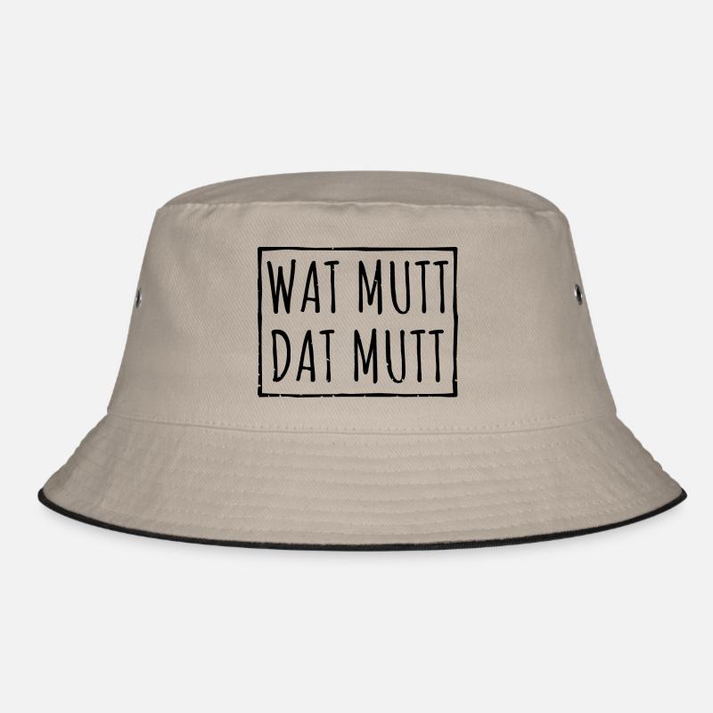 Wat Mutt Dat Mutt Spruch Geschenk - Bucket Hat - Khaki/Schwarz