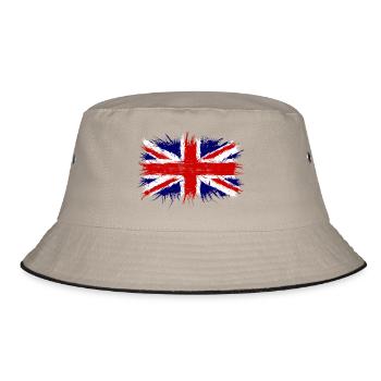 Großbritannien Flagge, Englandfahne, great britain - Bucket Hat - Khaki/Schwarz - Vorne