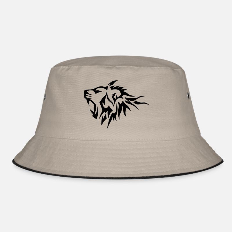 lion tribal tatouage dessin 14026 - Bob - kaki/noir