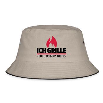 Ich grille du holst Bier - Bucket Hat - Khaki/Schwarz - Vorne