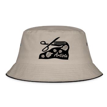 With fabric and scissors for art project - Bucket Hat - khaki/black - Front