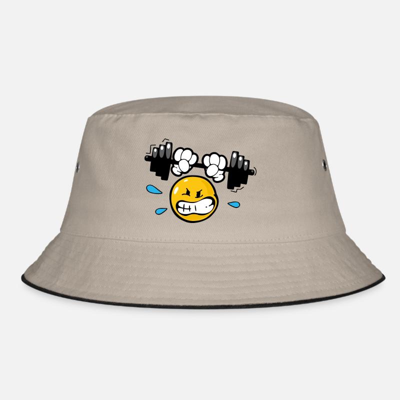 Smiley Weightlifting - Bucket Hat - Khaki/Schwarz